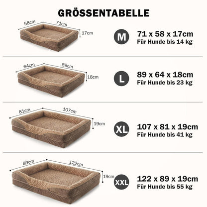 Orthopädisches Hundebett Memory Foam – Braun, 89x64x18cm