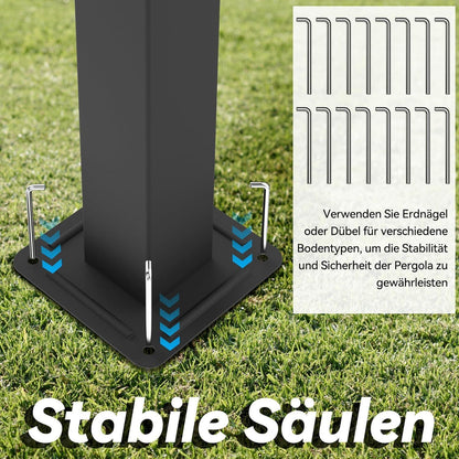 Pergola 3x3m – Terrassenüberdachung, Wasserdicht & Stabil