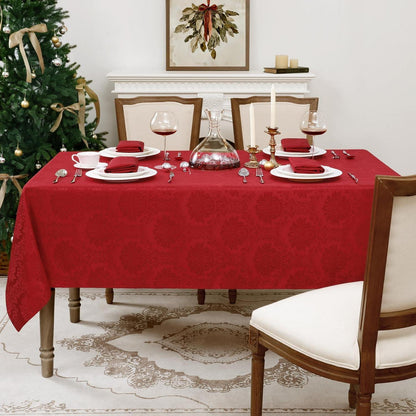Romanstile Weihnachten Tischdecke Rot 350x150 cm Jacquard Barock