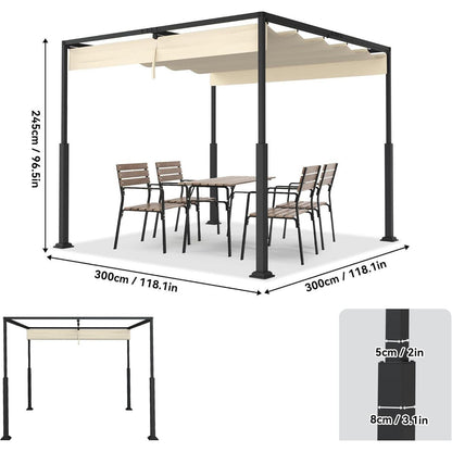 Pergola 3x3m – Terrassenüberdachung, Wasserdicht & Stabil