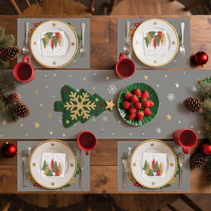 Tischläufer Weihnachten Grau 40x180 cm - Festliche Deko