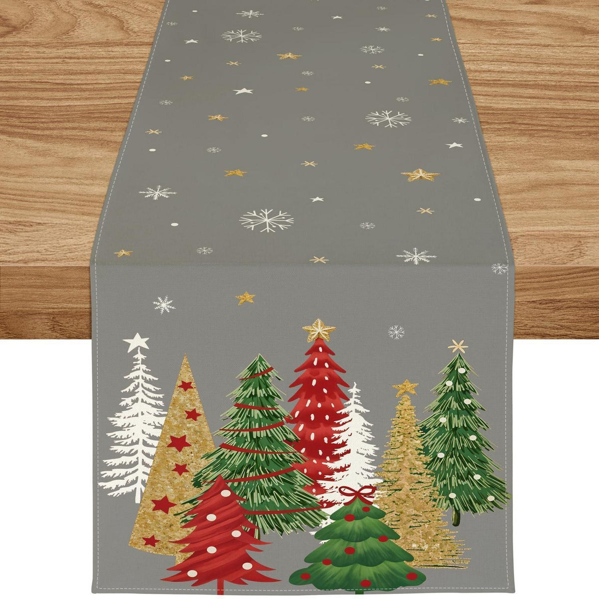 Tischläufer Weihnachten Grau 40x140 cm - Festliche Winterdeko