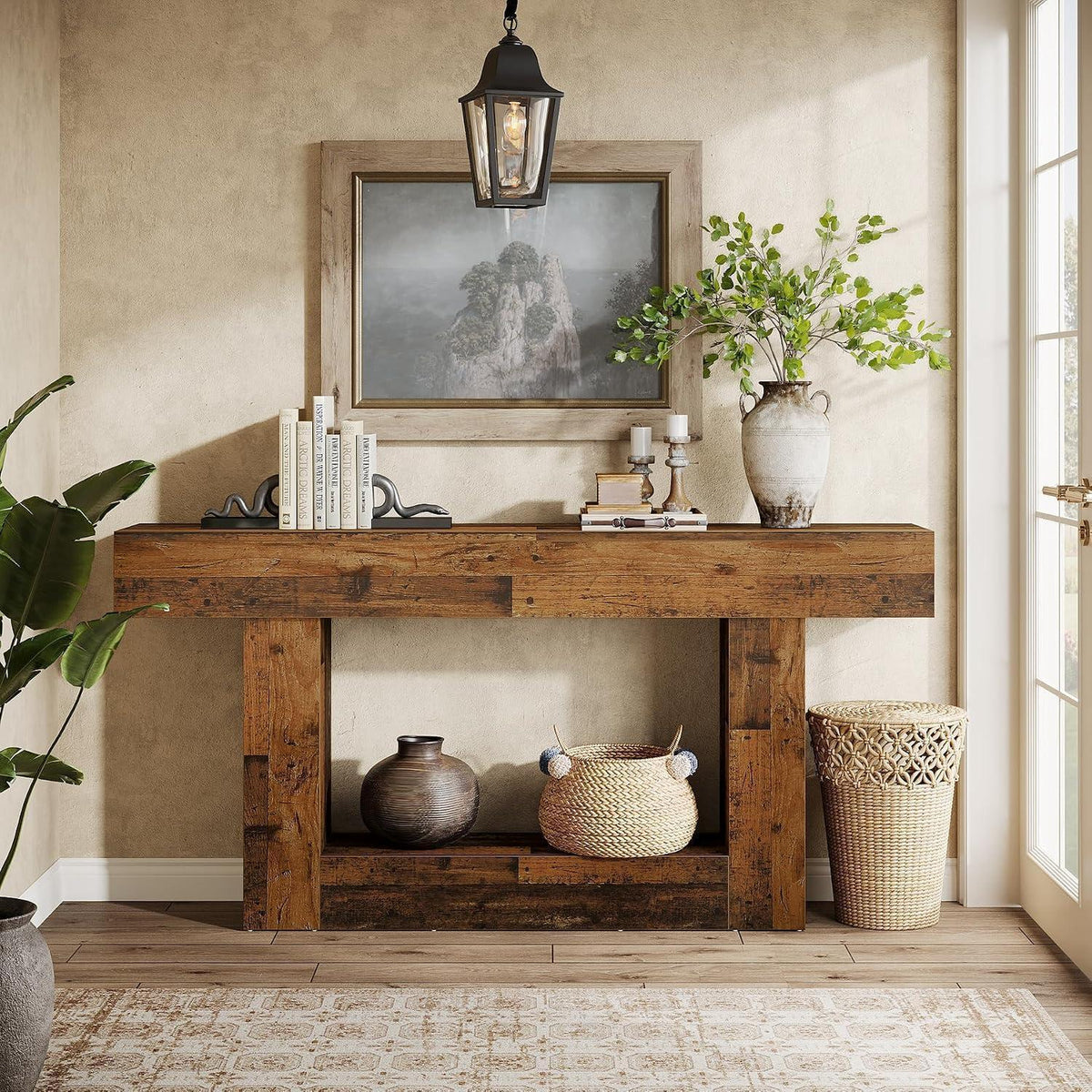 160cm Konsolentisch mit Stauraum & Vintage Design