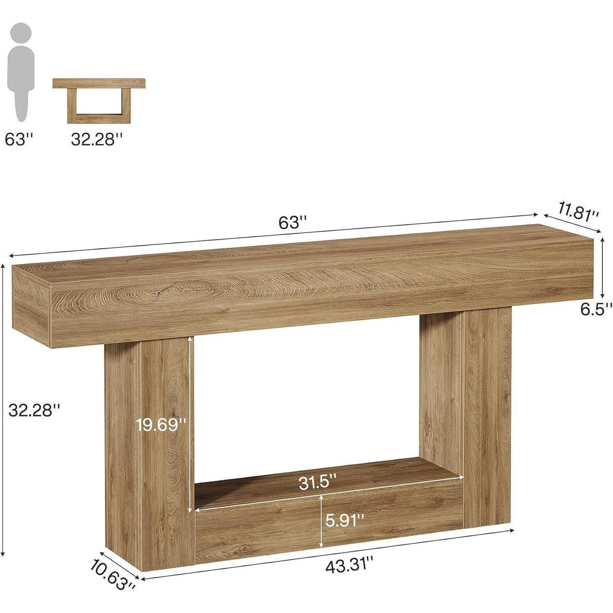 160cm Konsolentisch mit Stauraum & Bauernhaus Design