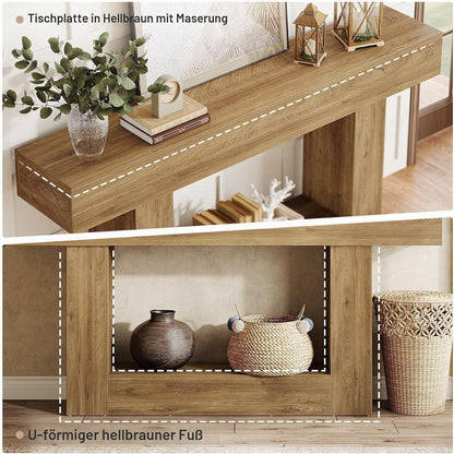 160cm Konsolentisch mit Stauraum & Bauernhaus Design