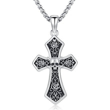 Kreuz Kette Herren 925 Sterling Silber Abalone/Opal/Malachit