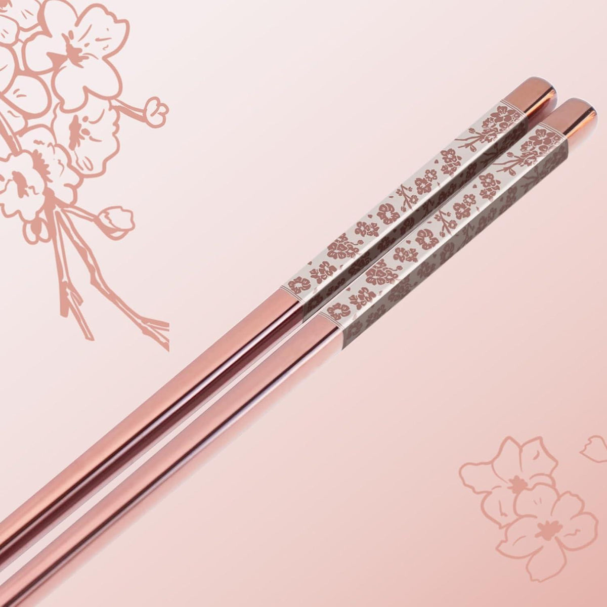 Edelstahl Essstäbchen Set Rosa Sakura Laser Graviert