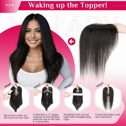 Echthaar Pony Topper 360° Abdeckung – #4p27 Mittelbraun/Blond