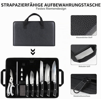 19-teiliges Küchenmesser-Set Edelstahl mit Tasche & Wetzstahl