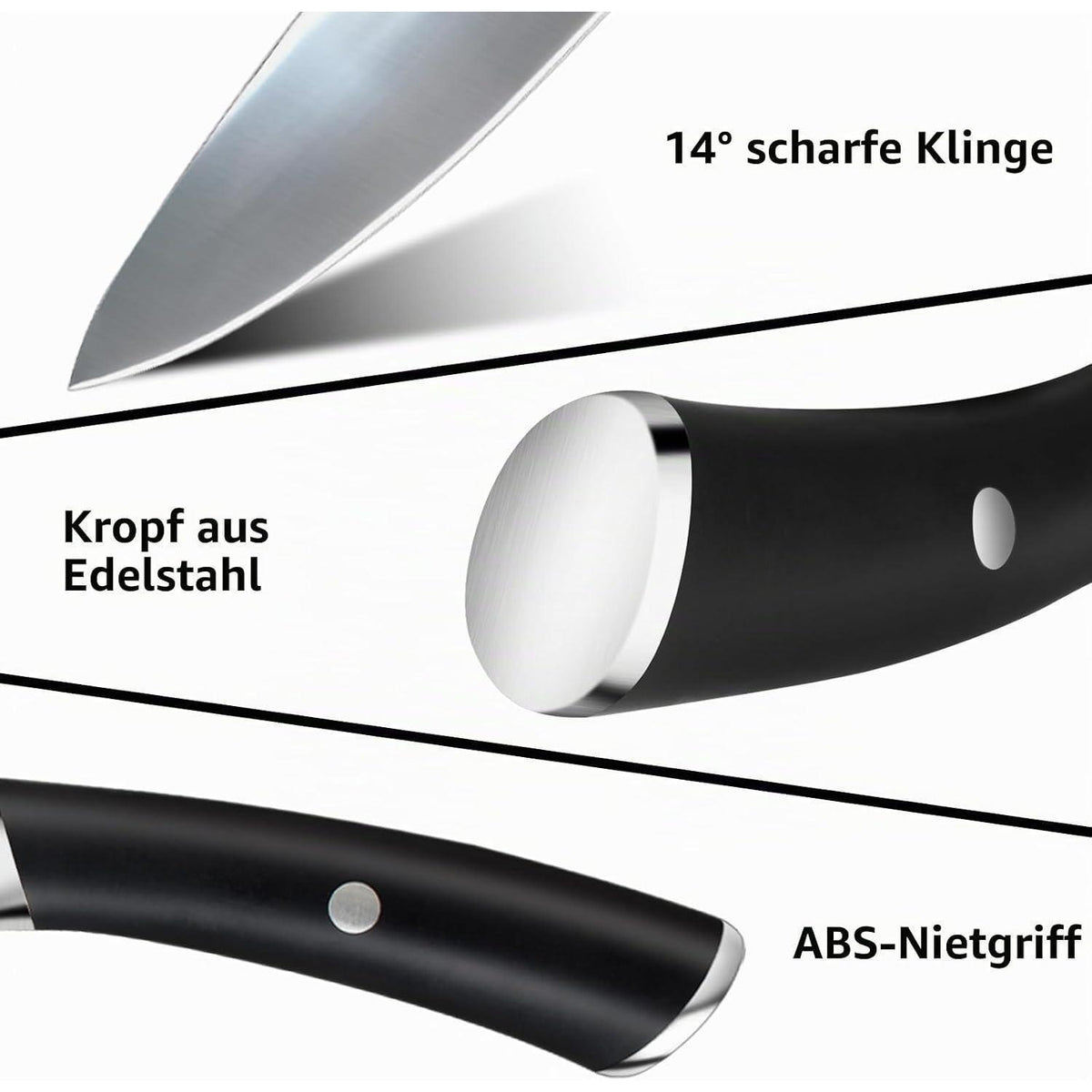 19-teiliges Küchenmesser-Set Edelstahl mit Tasche & Wetzstahl