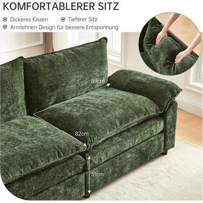 JIEXI Ecksofa mit Schlaffunktion, Grün, 288 x 132 cm