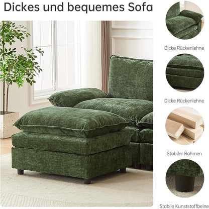 JIEXI Ecksofa mit Schlaffunktion, Grün, 288 x 132 cm