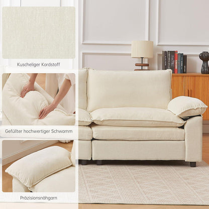 JIEXI Ecksofa mit Schlaffunktion – Beige, 288 x 132 cm
