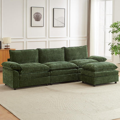 JIEXI Schlafsessel mit Chenille-Stoff, Ecksofa U-Form