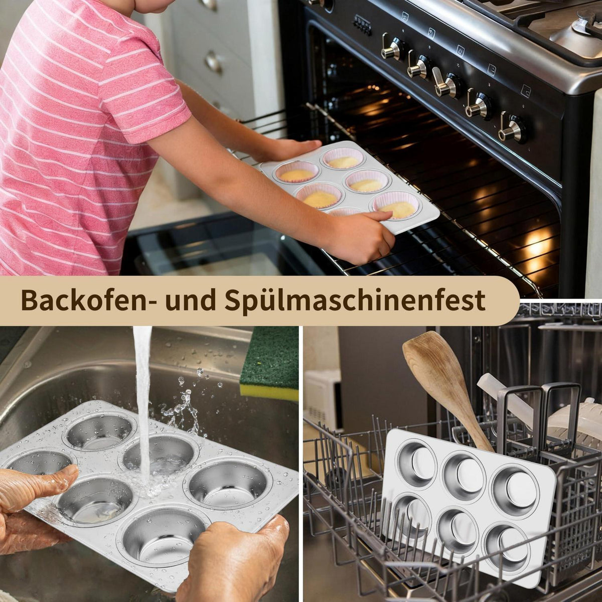 Edelstahl Muffinbackform 12 Muffins - 2er Set