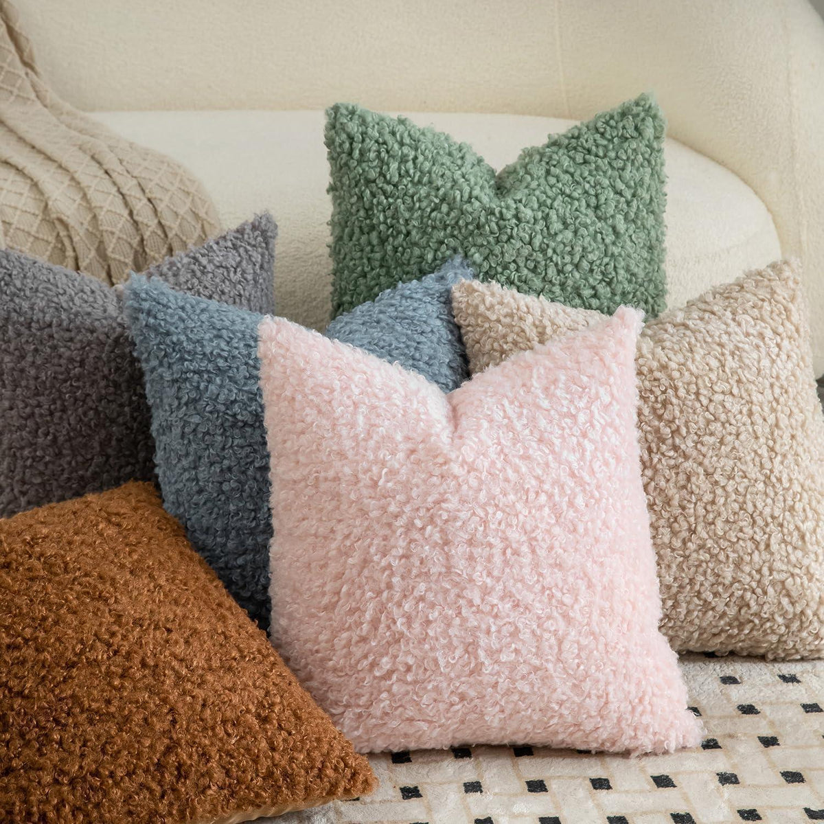 2x Kissenbezug Teddywolle 60x60 cm Braun