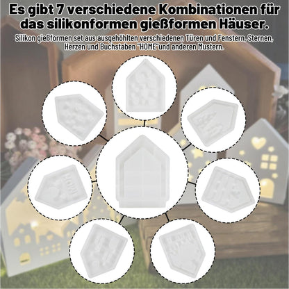 Silikon Gießformen Häuser – 8er Set für Kerzen, Seife & Harz