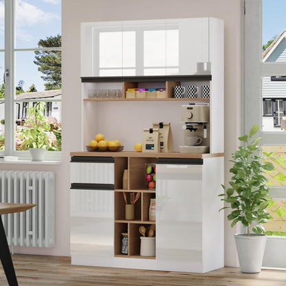 Moderner Küchenschrank Weiß – Sideboard mit Regalen & Schubladen