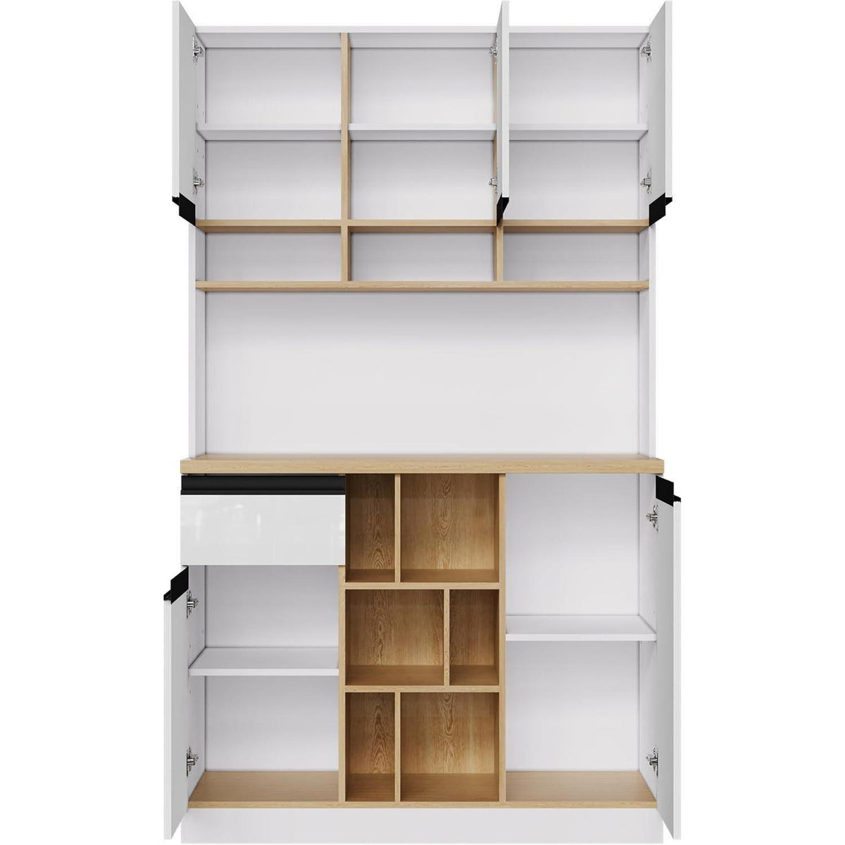 Moderner Küchenschrank Weiß – Sideboard mit Regalen & Schubladen