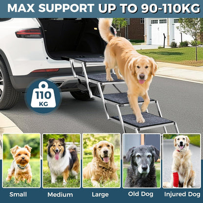 Hundetreppe Auto Klappbar – 4 Stufen, Rutschfest & Breit