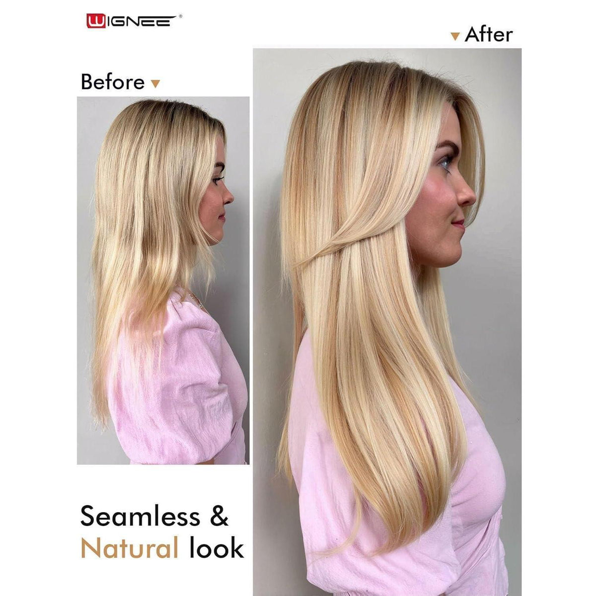 Echthaar Extensions 40cm Erdbeerblond mit Strähnchen