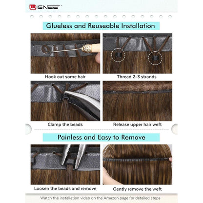 Echthaar Extensions 40cm Erdbeerblond mit Strähnchen