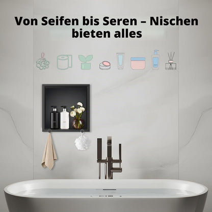 Edelstahl Duschnische 30x30x10cm – Schwarz, Wasserdicht & Platzsparend