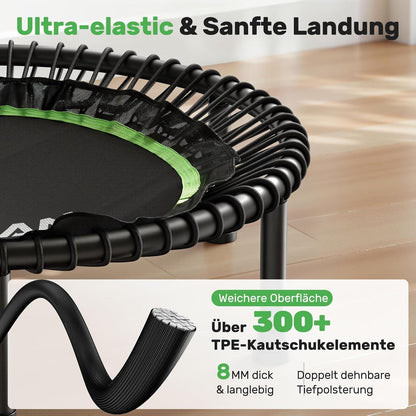 Fitness Trampolin 122cm – Verstellbarer Griff & 250kg Belastbarkeit