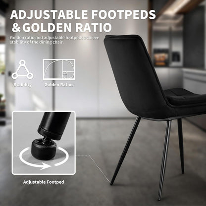 Esszimmerstühle Samt 4er-Set Schwarz – Gepolstert & Modern