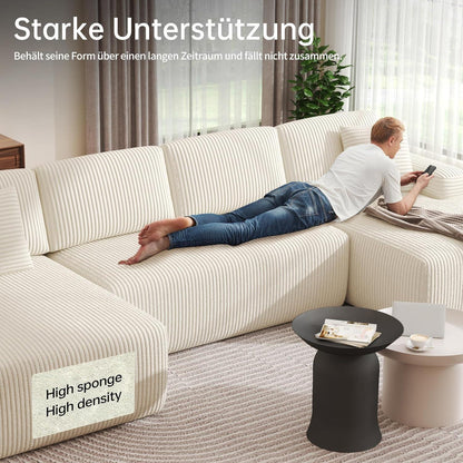 Modulares U-förmiges Cord-Sektionalsofa mit Memory-Schaum