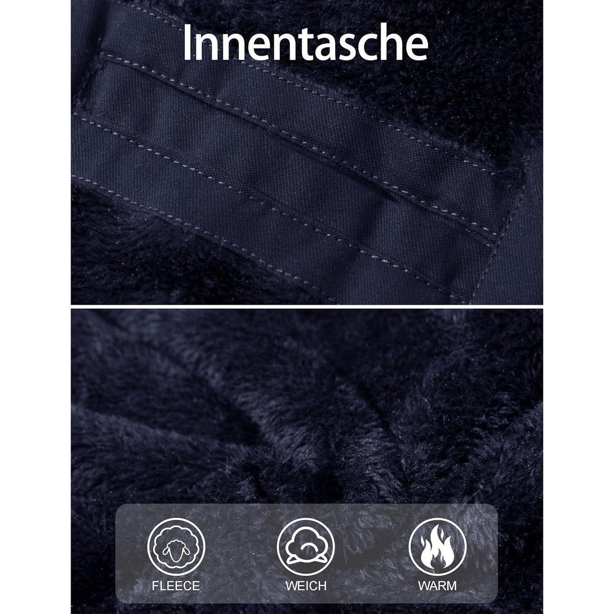 Herren Winterjacke gefüttert Fleece Parka Dunkelblau