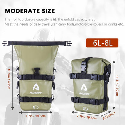 Motorrad Sturzbügel Seitentaschen Set (2x 6L) Wasserdicht Armee Grün
