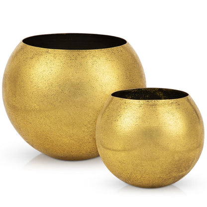 Übertopf Set Gold – 2er Set Pflanzgefäße Metall Modern