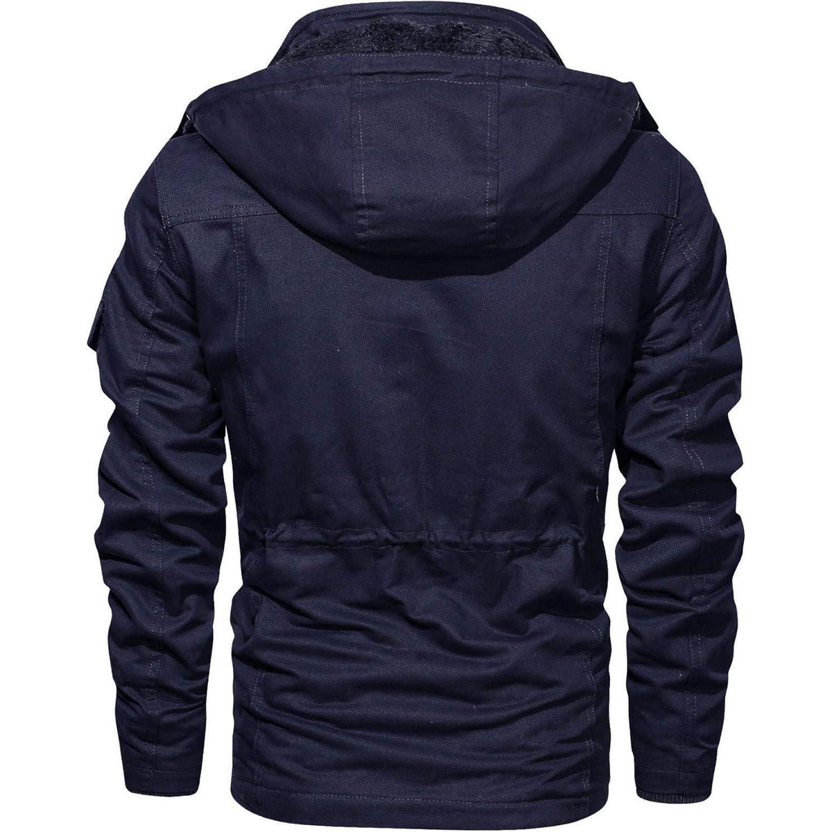 Herren Winterjacke gefüttert Fleece Parka Dunkelblau L