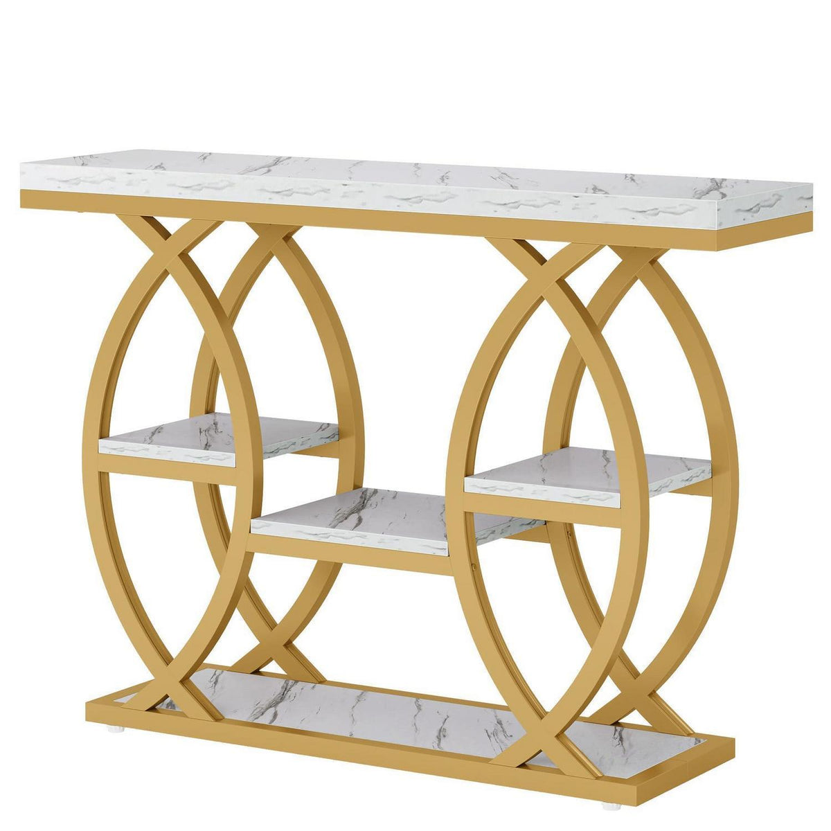 Konsolentisch 4-stöckig schmal Weißgold Industrial Retro