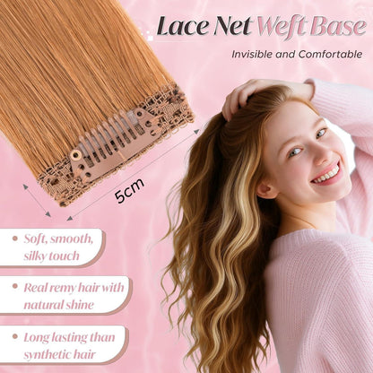 Clip-In Haarverlängerung Echthaar Braun 45cm – 6 Strähnen