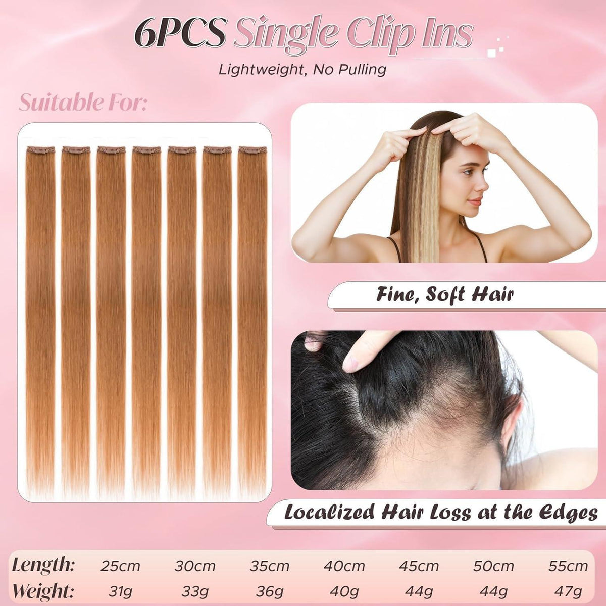Clip-In Haarverlängerung Echthaar Braun 45cm – 6 Strähnen