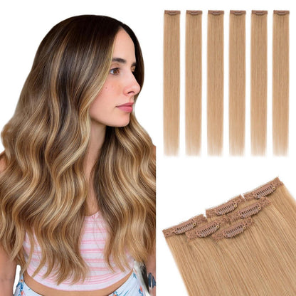 Echthaar Haarverlängerung Clip-In Dunkelblond 55cm
