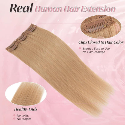 Echthaar Haarverlängerung Clip-In Dunkelblond 55cm