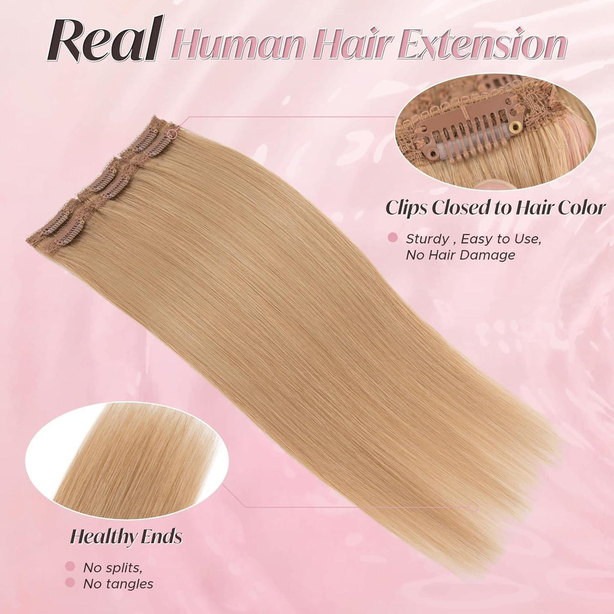 Echthaar Haarverlängerung Clip-In Dunkelblond 50cm