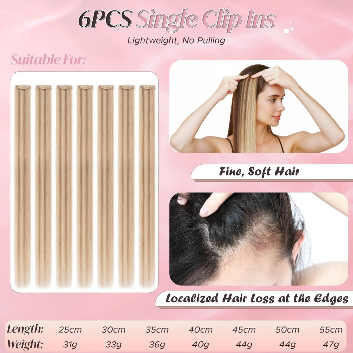 Echthaar Haarverlängerung Clip-In 50cm Goldbraun & Blond