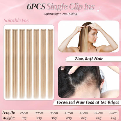 Clip-In Haarverlängerung Echthaar 45cm Goldbraun & Blond