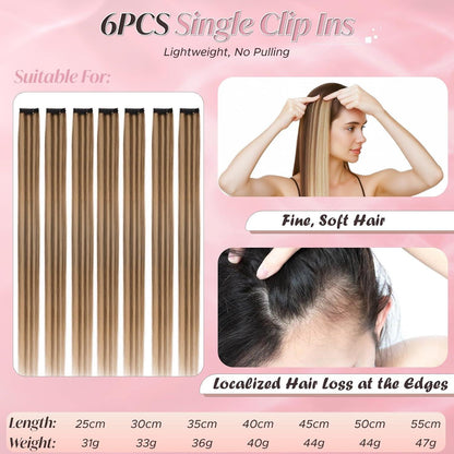 Echthaar Haarverlängerung Clip-In 55cm Mittelbraun/Dunkelblond
