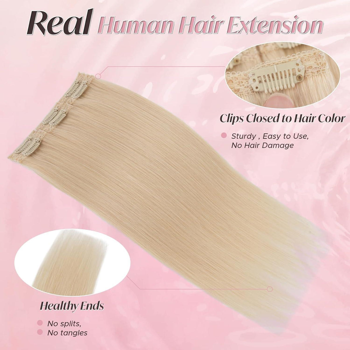 Clip-In Haarverlängerung Echthaar Platinblond 55cm