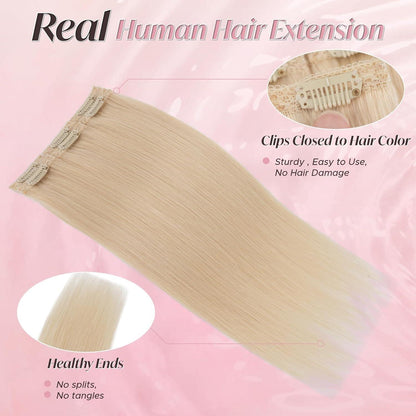 Clip-In Haarverlängerung Echthaar Platinblond 55cm