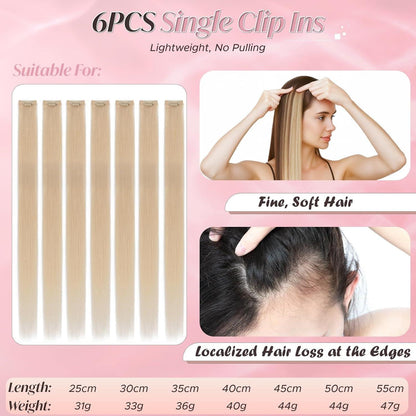 Clip-In Haarverlängerung Echthaar Platinblond 55cm