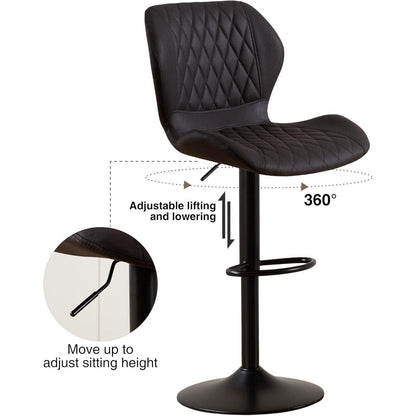Barhocker mit Lehne, höhenverstellbar, 2er Set Schwarz