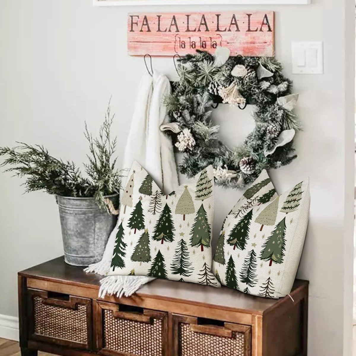 Weihnachts Kissenbezug 45x45 cm - 2er Set Deko Kissenbezüge