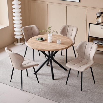 Moderner Esstisch Set 100cm + 4 Khaki Stühle