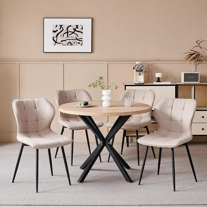 Moderner Esstisch Set 100cm + 4 Khaki Stühle